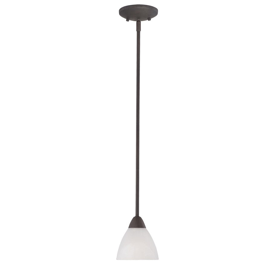 Atlas Lighting Tia 5in 1-Light Mini Pendant | Traditional Painted Bronze and White Frosted Glass | Kitchen & Dining Room | Model CL11696-BZ