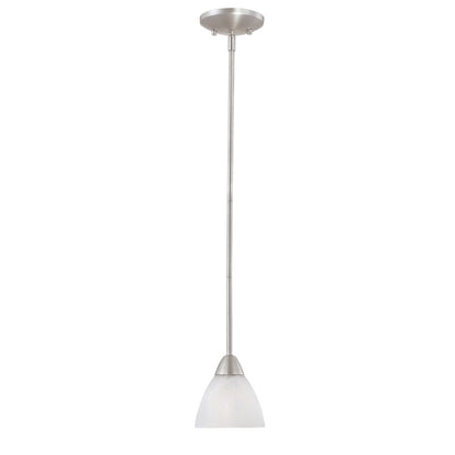Atlas Lighting Tia 5in 1-Light Mini Pendant | Traditional Matte Nickel and White Frosted Glass | Kitchen & Dining Room | Model CL11696-NK