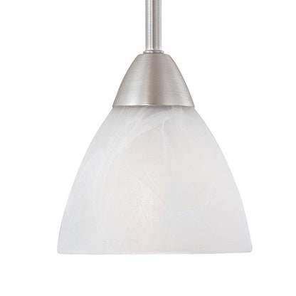 Atlas Lighting Tia 5in 1-Light Mini Pendant | Traditional Matte Nickel and White Frosted Glass | Kitchen & Dining Room | Model CL11696-NK