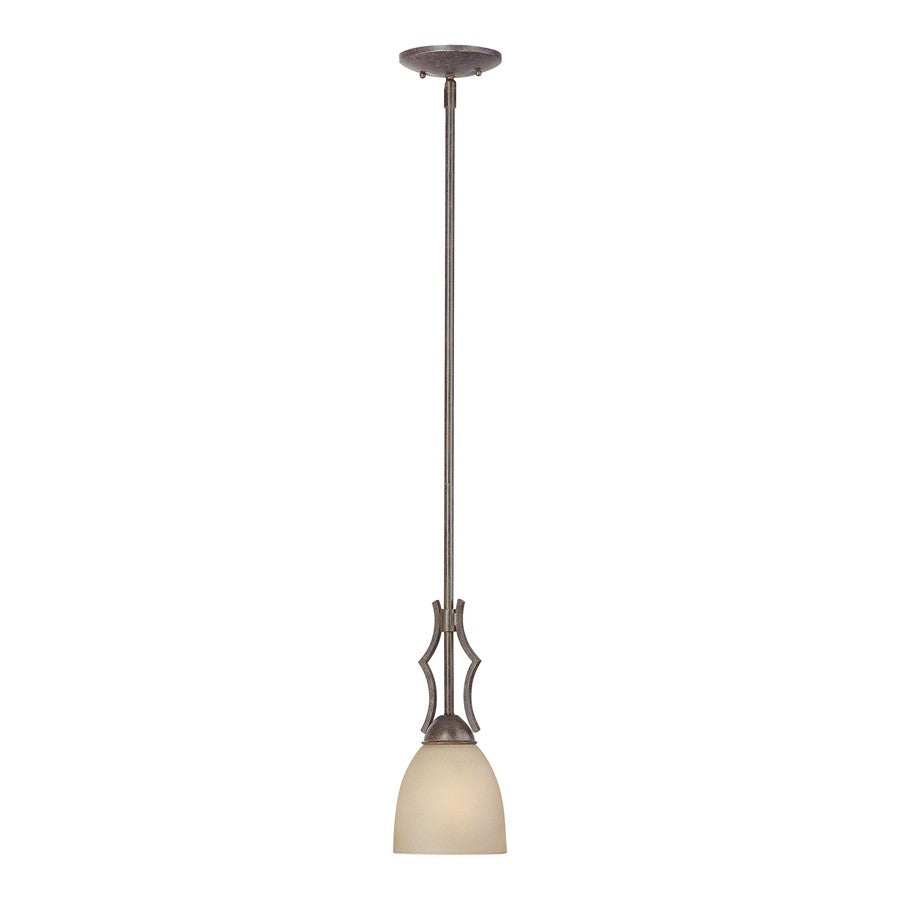 Atlas Lighting Triton 5in 1-Light Pendant | Transitional Sable Bronze and Amber Glass | Kitchen & Dining Room | 5 x 5 x 12 in | Model CL11698-BZ