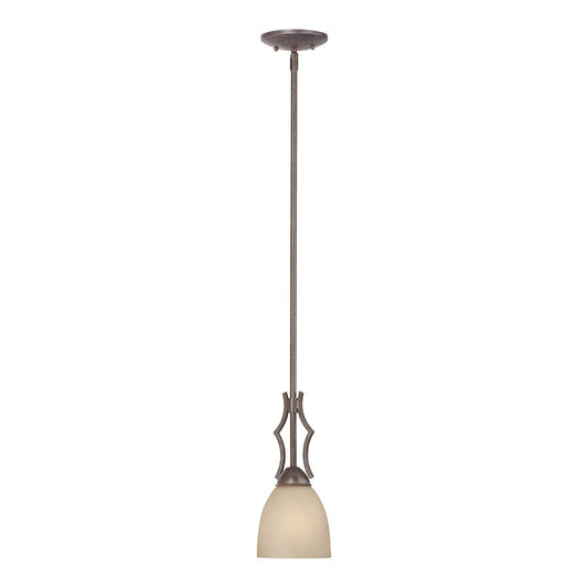 Atlas Lighting Triton 5in 1-Light Pendant | Transitional Sable Bronze and Amber Glass | Kitchen & Dining Room | 5 x 5 x 12 in | Model CL11698-BZ