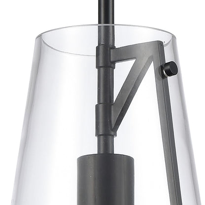 Atlas Lighting Trustle 7in 1-Light Mini Pendant | Industrial Matte Black and Clear Glass | Kitchen Island & Dining Room | Model CL11699-BK