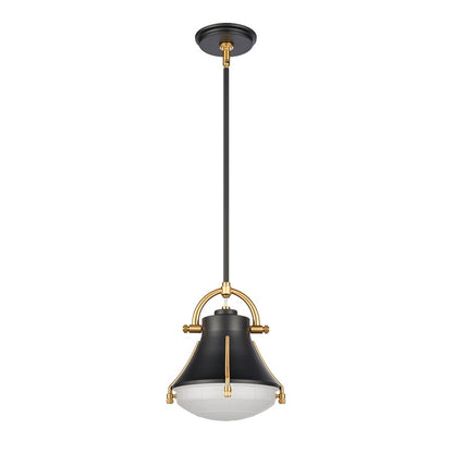 Atlas Lighting Urbanite 9in 1-Light Mini Pendant | Industrial Matte Black and White Frosted Glass | Kitchen Island & Dining Room | Model CL11702-BK