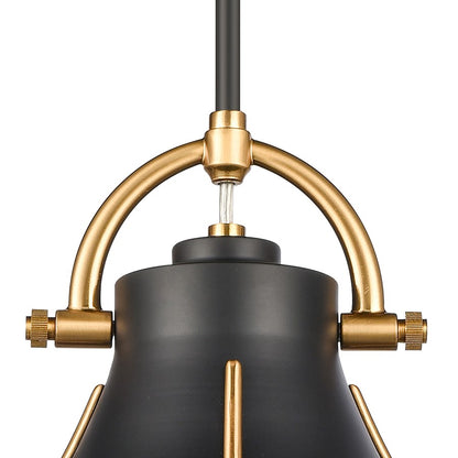 Atlas Lighting Urbanite 9in 1-Light Mini Pendant | Industrial Matte Black and White Frosted Glass | Kitchen Island & Dining Room | Model CL11702-BK