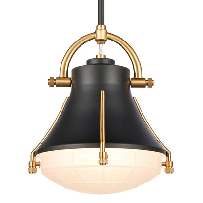 Atlas Lighting Urbanite 9in 1-Light Mini Pendant | Industrial Matte Black and White Frosted Glass | Kitchen Island & Dining Room | Model CL11702-BK
