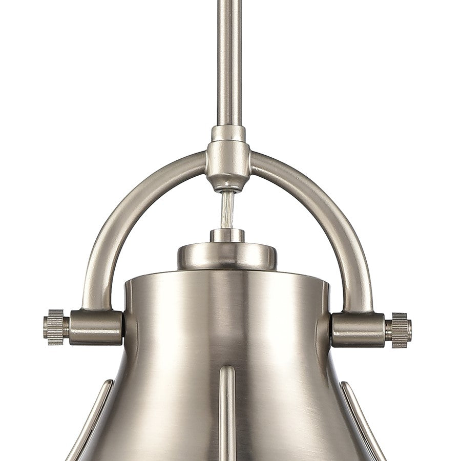 Atlas Lighting Urbanite 9in 1-Light Mini Pendant | Transitional Satin Nickel and Frosted Glass | Kitchen Island & Dining Room | Model CL11702-NK