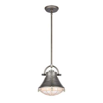 Atlas Lighting Urbanite 9in 1-Light Mini Pendant | Industrial Weathered Zinc and Clear Glass | Kitchen Island & Dining Room | Model CL11702-SV