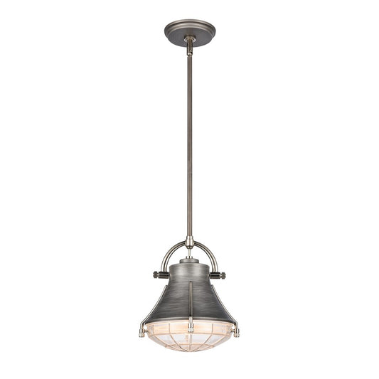 Atlas Lighting Urbanite 9in 1-Light Mini Pendant | Industrial Weathered Zinc and Clear Glass | Kitchen Island & Dining Room | Model CL11702-SV