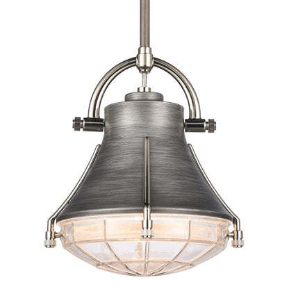 Atlas Lighting Urbanite 9in 1-Light Mini Pendant | Industrial Weathered Zinc and Clear Glass | Kitchen Island & Dining Room | Model CL11702-SV
