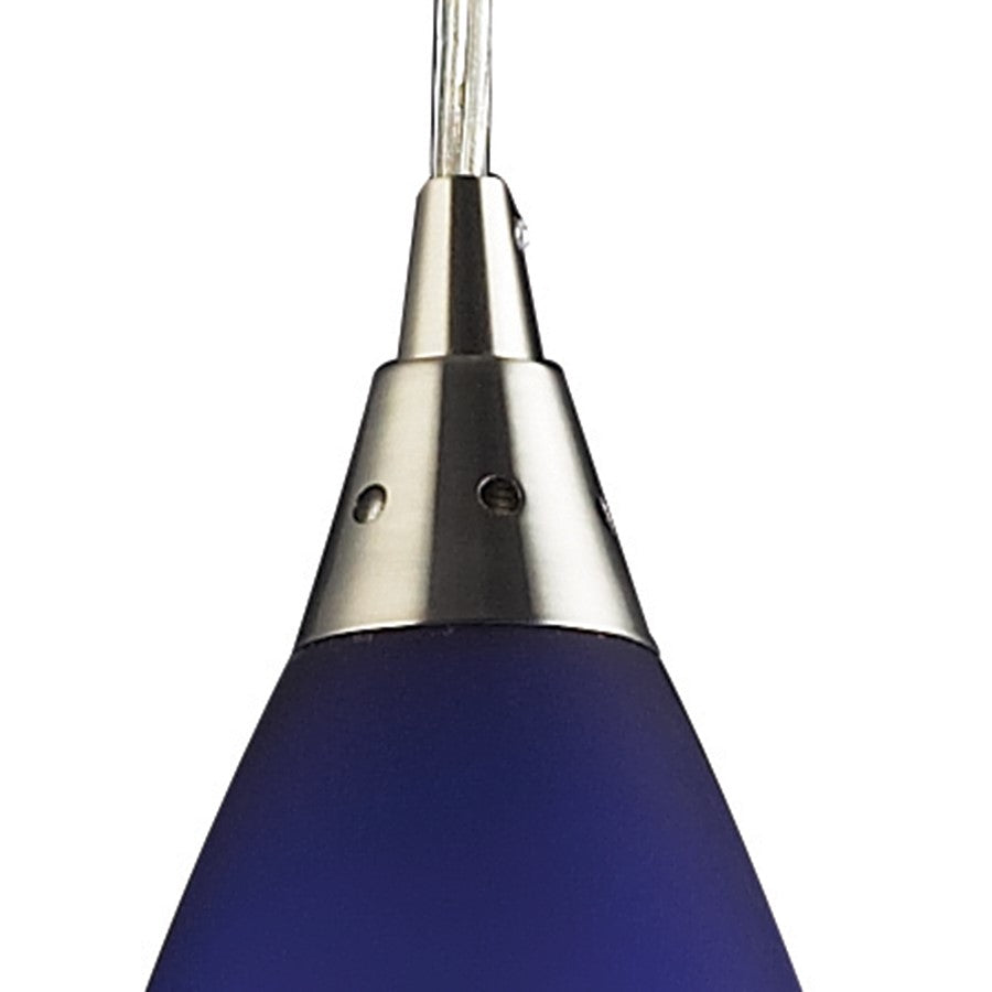 Atlas Lighting Vesta 5in 1-Light Pendant | Transitional Satin Nickel and Dark Blue Glass | Kitchen Island & Dining Room | Model CL11705-BL2