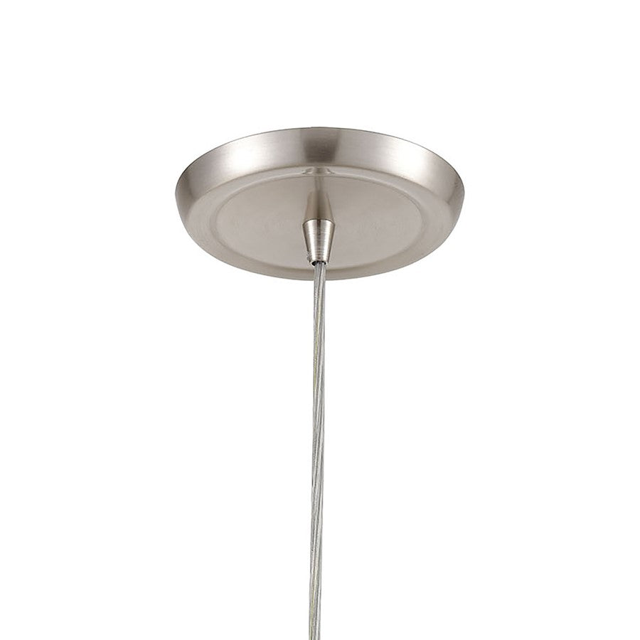 Atlas Lighting Vines 5in 1-Light Pendant | Modern Satin Nickel and Blue Clear Glass | Kitchen Island & Dining Room | 5 x 5 x 8 in | Model CL11707-CL