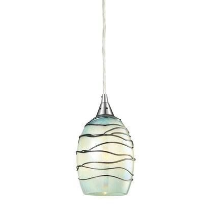 Atlas Lighting Vines 5in 1-Light Pendant | Transitional Satin Nickel and Seafoam Green Glass | Kitchen Island & Dining Room | Model CL11707-GN