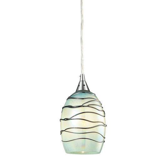 Atlas Lighting Vines 5in 1-Light Pendant | Transitional Satin Nickel and Seafoam Green Glass | Kitchen Island & Dining Room | Model CL11707-GN