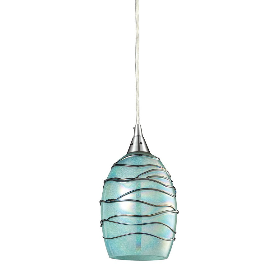 Atlas Lighting Vines 5in 1-Light Pendant | Transitional Satin Nickel and Seafoam Green Glass | Kitchen Island & Dining Room | Model CL11707-GN