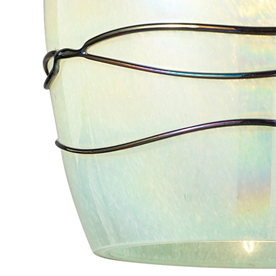 Atlas Lighting Vines 5in 1-Light Pendant | Transitional Satin Nickel and Seafoam Green Glass | Kitchen Island & Dining Room | Model CL11707-GN