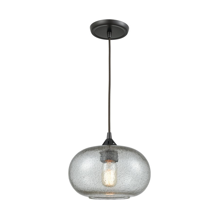 Atlas Lighting Volace 10in 1-Light Pendant | Modern Oil Rubbed Bronze and Gray Glass | Kitchen Island & Dining Room | Model CL11711-BZ