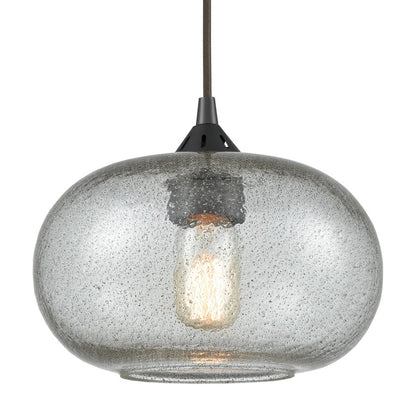 Atlas Lighting Volace 10in 1-Light Pendant | Modern Oil Rubbed Bronze and Gray Glass | Kitchen Island & Dining Room | Model CL11711-BZ