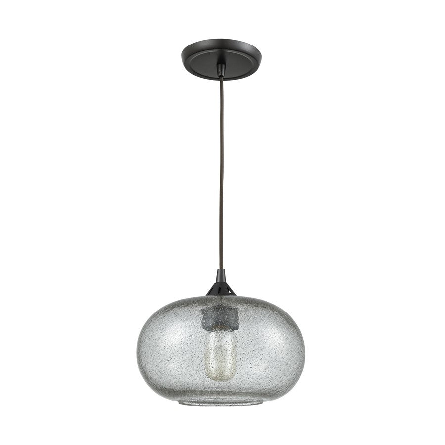 Atlas Lighting Volace 10in 1-Light Pendant | Modern Oil Rubbed Bronze and Gray Glass | Kitchen Island & Dining Room | Model CL11711-BZ