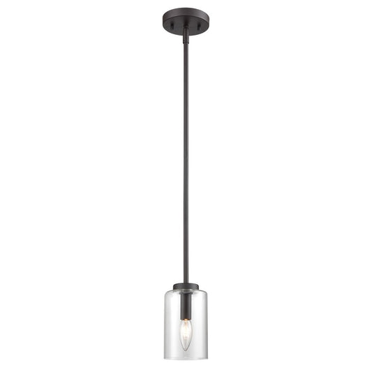 Atlas Lighting West End 4.75in 1-Light Mini Pendant | Transitional Oil Rubbed Bronze and Clear Glass | Kitchen Island & Dining | Model CL11717-BZ