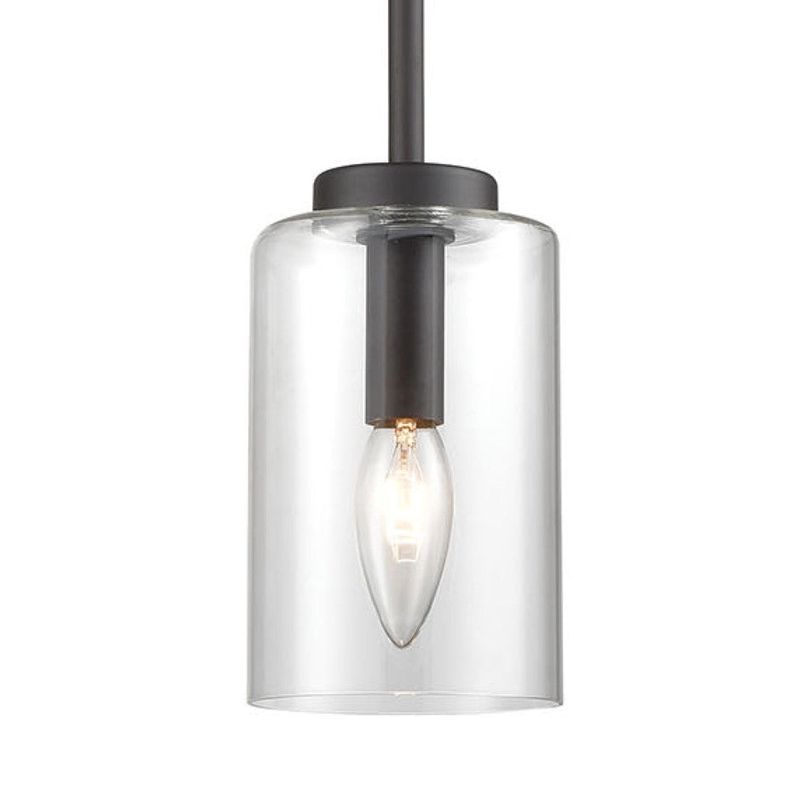 Atlas Lighting West End 4.75in 1-Light Mini Pendant | Transitional Oil Rubbed Bronze and Clear Glass | Kitchen Island & Dining | Model CL11717-BZ