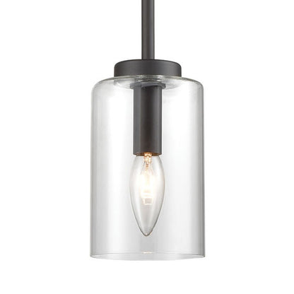 Atlas Lighting West End 4.75in 1-Light Mini Pendant | Transitional Oil Rubbed Bronze and Clear Glass | Kitchen Island & Dining | Model CL11717-BZ