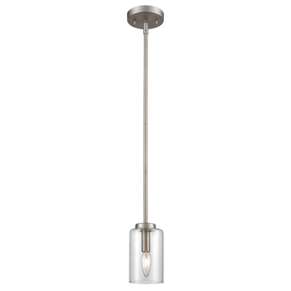 Atlas Lighting West End 4.75in 1-Light Mini Pendant | Transitional Brushed Nickel and Clear Glass | Kitchen Island & Dining Room | Model CL11717-NK