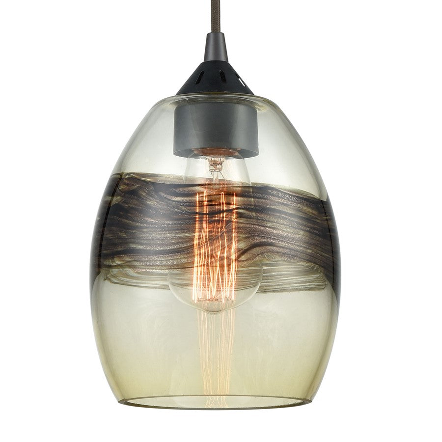 Atlas Lighting Whisp 6in 1-Light Mini Pendant | Transitional Champagne Gold and Smoke Glass | Kitchen Island & Dining Room | Model CL11718-GD