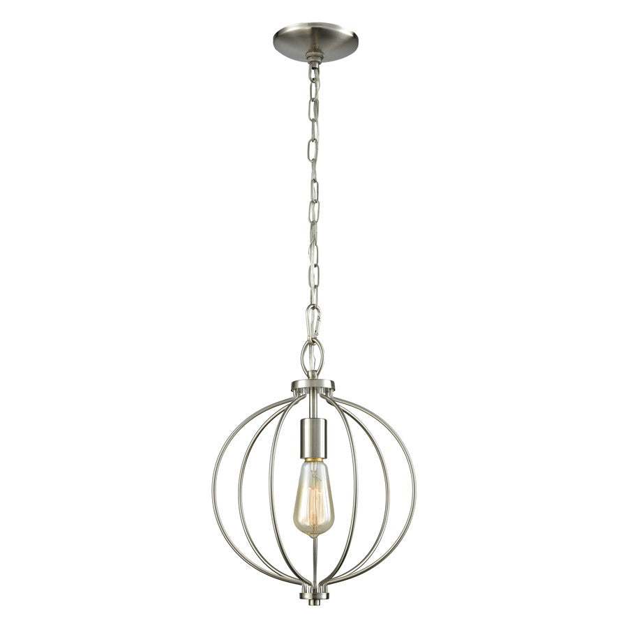 Atlas Lighting Williamsport 11in 1-Light Mini Pendant | Brushed Nickel Metal | Kitchen Island & Dining Room | 11 x 11 x 15 in | Model CL11719-NK