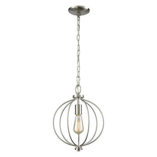 Atlas Lighting Williamsport 11in 1-Light Mini Pendant | Brushed Nickel Metal | Kitchen Island & Dining Room | 11 x 11 x 15 in | Model CL11719-NK