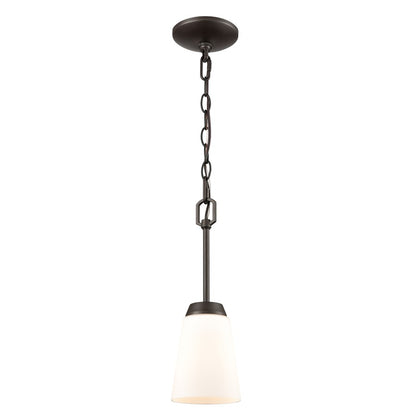 Atlas Lighting Winslow 5in 1-Light Mini Pendant | Oil Rubbed Bronze and White Frosted Glass | Kitchen Island & Dining Room | Model CL11720-BZ