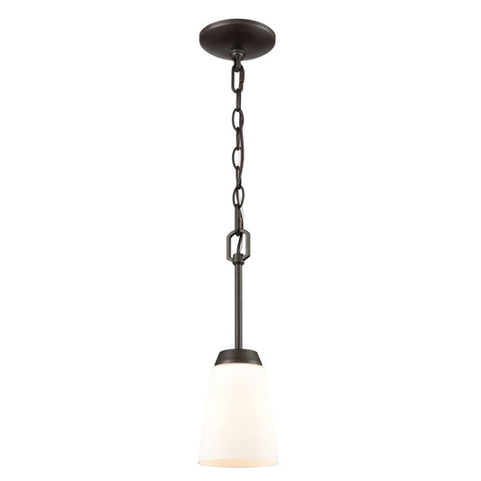 Atlas Lighting Winslow 5in 1-Light Mini Pendant | Oil Rubbed Bronze and White Frosted Glass | Kitchen Island & Dining Room | Model CL11720-BZ