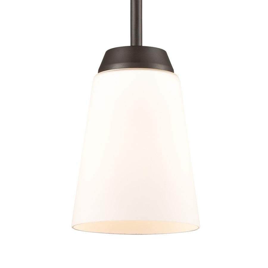 Atlas Lighting Winslow 5in 1-Light Mini Pendant | Oil Rubbed Bronze and White Frosted Glass | Kitchen Island & Dining Room | Model CL11720-BZ