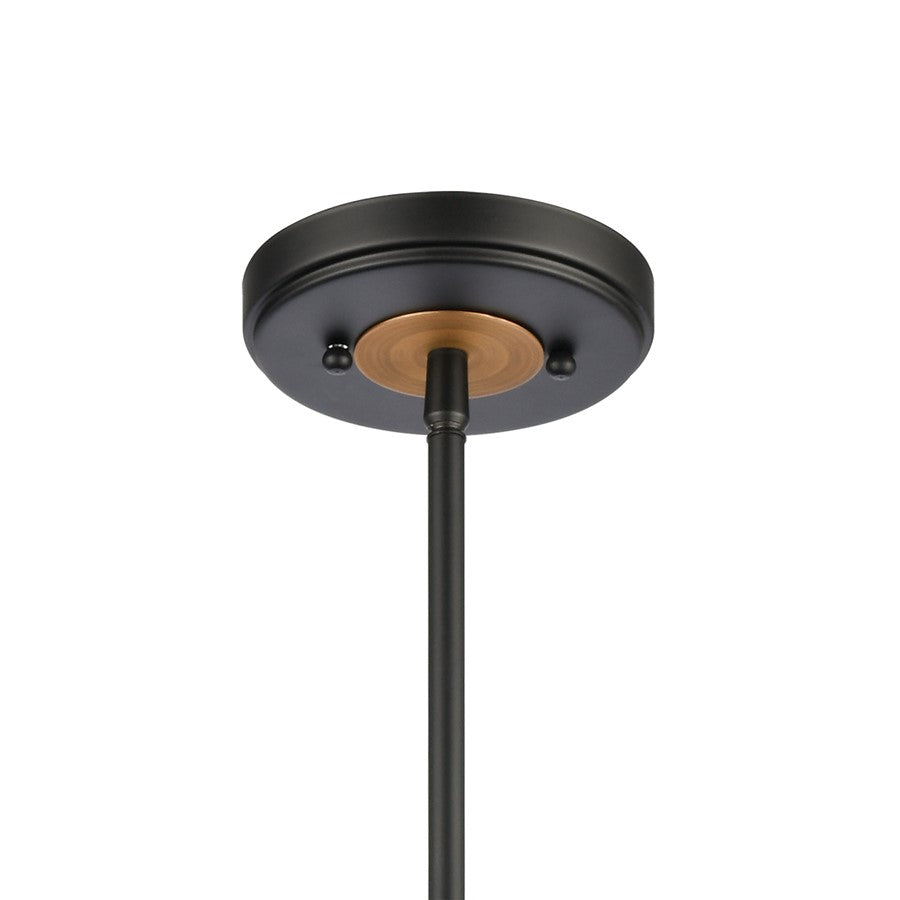Atlas Lighting Woodbridge 10in 1-Light Mini Pendant | Matte Black and Weathered Oak Metal | Kitchen Island & Dining Room | Model CL11722-BK