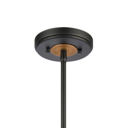 Atlas Lighting Woodbridge 10in 1-Light Mini Pendant | Matte Black and Weathered Oak Metal | Kitchen Island & Dining Room | Model CL11722-BK