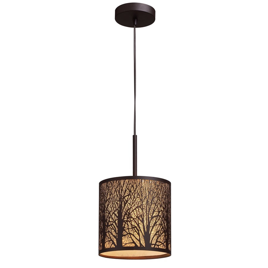 Atlas Lighting Woodland Sunrise 8in 1-Light Mini Pendant | Aged Bronze Metal and Bronze Metal Shade | Kitchen Island & Dining Room | Model CL11723-BZ