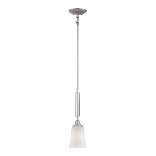 Atlas Lighting Wright 5.75in 1-Light Mini Pendant | Transitional Matte Nickel and White Glass | Kitchen Island & Dining Room | Model CL11724-NK