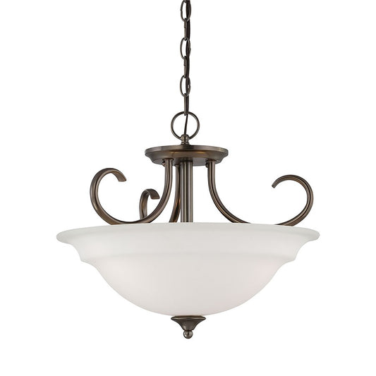Atlas Lighting Bella 16in 3-Light Pendant | Traditional Oil Rubbed Bronze and White Frosted Glass | Dining Room & Kitchen Island | Model CL11725-BZ