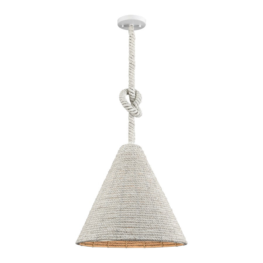 Atlas Lighting Air Loom 16.5in 1-Light Pendant | Coastal White Rope and Metal | Dining Room & Living Room | 16.5 x 16.5 x 17 in | Model CL11726-WH