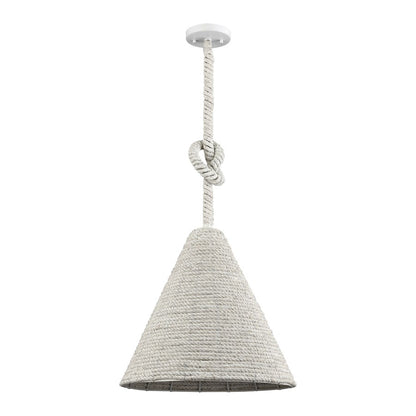 Atlas Lighting Air Loom 16.5in 1-Light Pendant | Coastal White Rope and Metal | Dining Room & Living Room | 16.5 x 16.5 x 17 in | Model CL11726-WH