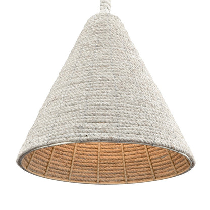 Atlas Lighting Air Loom 16.5in 1-Light Pendant | Coastal White Rope and Metal | Dining Room & Living Room | 16.5 x 16.5 x 17 in | Model CL11726-WH