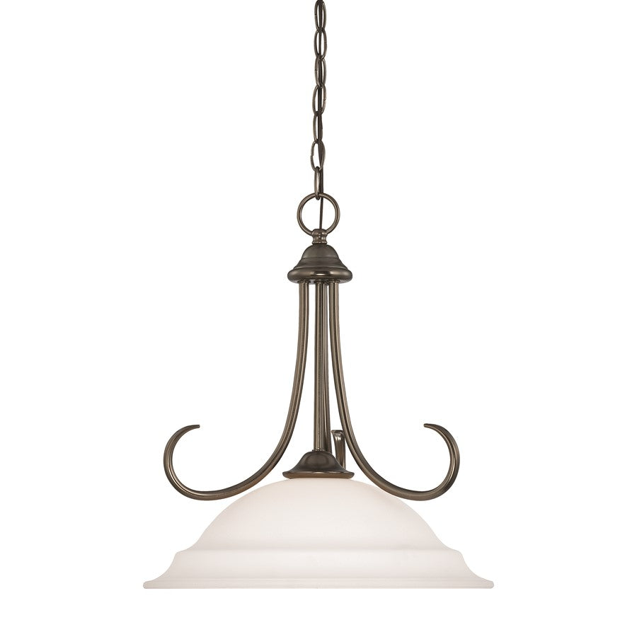 Atlas Lighting Bella 16in 1-Light Pendant | Traditional Oil Rubbed Bronze and White Frosted Glass | Kitchen Island & Dining Room | Model CL11729-BZ