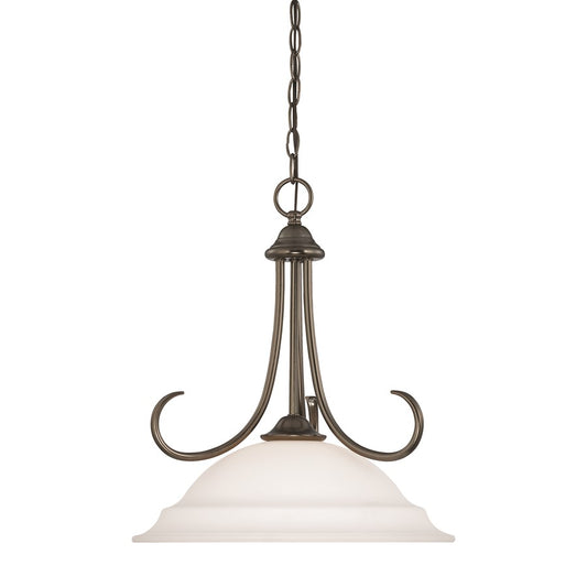 Atlas Lighting Bella 16in 1-Light Pendant | Traditional Oil Rubbed Bronze and White Frosted Glass | Kitchen Island & Dining Room | Model CL11729-BZ