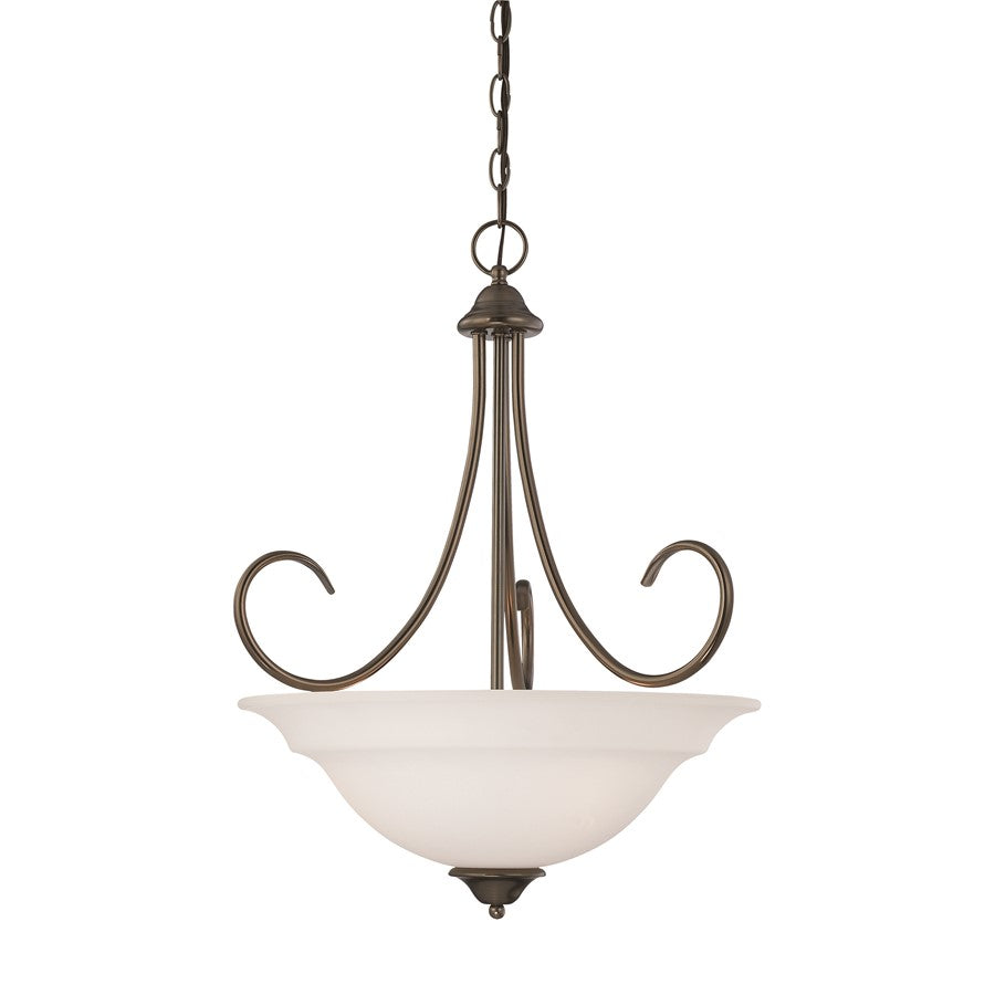 Atlas Lighting Bella 20in 3-Light Pendant | Traditional Oil Rubbed Bronze and White Frosted Glass | Kitchen Island & Dining Room | Model CL11730-BZ