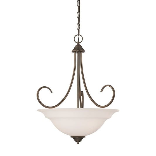 Atlas Lighting Bella 20in 3-Light Pendant | Traditional Oil Rubbed Bronze and White Frosted Glass | Kitchen Island & Dining Room | Model CL11730-BZ