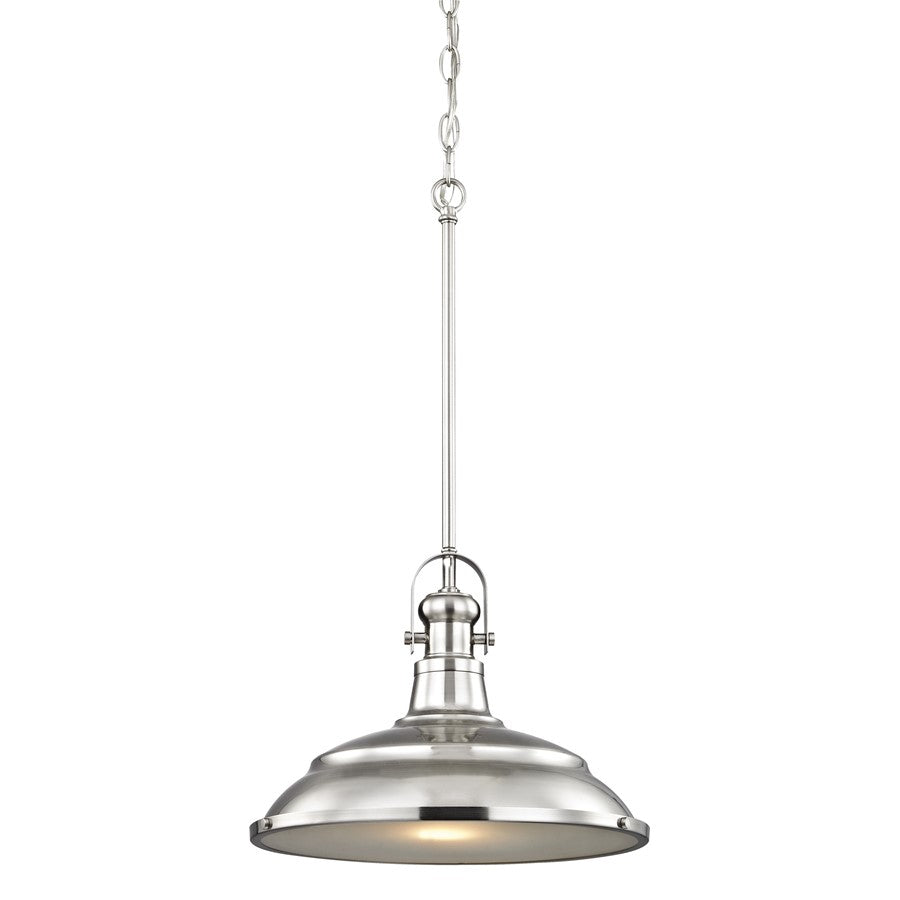 Atlas Lighting Blakesley 14in 1-Light Pendant | Traditional Brushed Nickel and Nickel Metal Shade | Kitchen Island & Dining Room | Model CL11732-NK