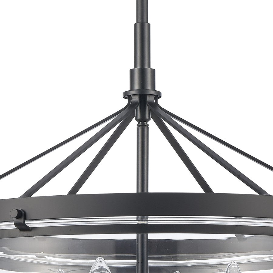 Atlas Lighting Boyer 18in 4-Light Pendant | Transitional Matte Black and Clear Glass | Kitchen Island & Dining Room | Model CL11736-BK