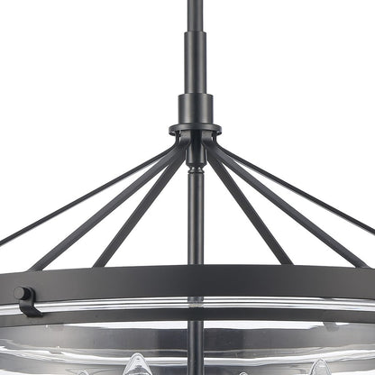 Atlas Lighting Boyer 18in 4-Light Pendant | Transitional Matte Black and Clear Glass | Kitchen Island & Dining Room | Model CL11736-BK