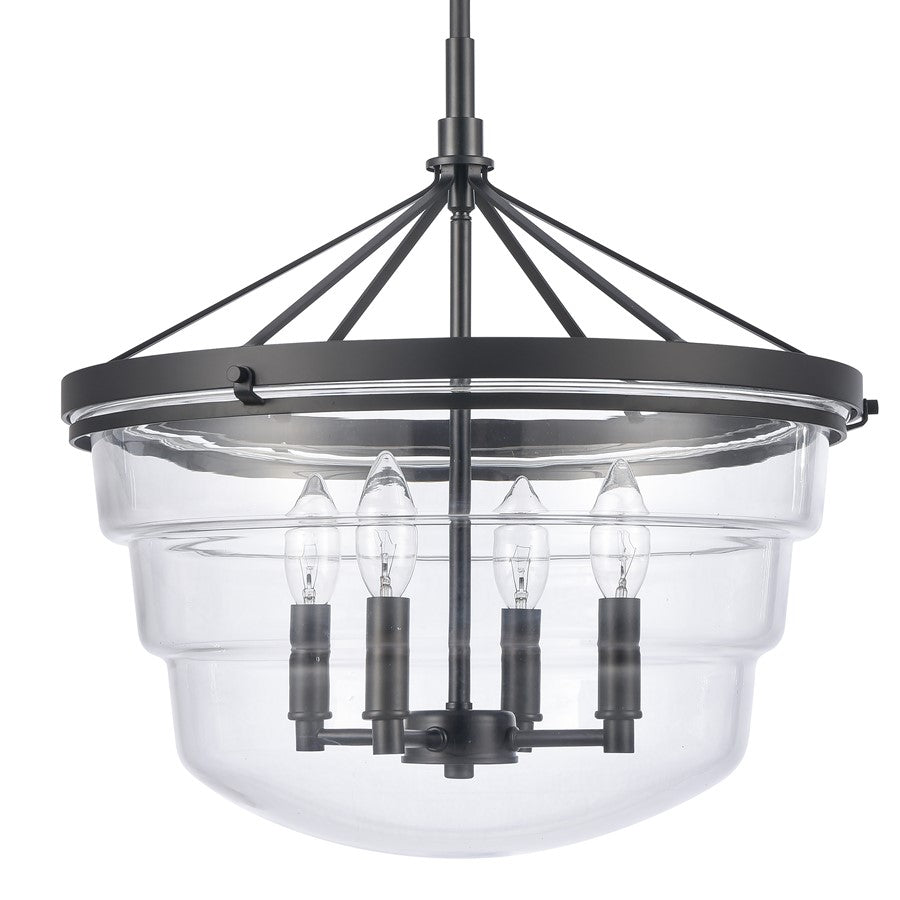 Atlas Lighting Boyer 18in 4-Light Pendant | Transitional Matte Black and Clear Glass | Kitchen Island & Dining Room | Model CL11736-BK