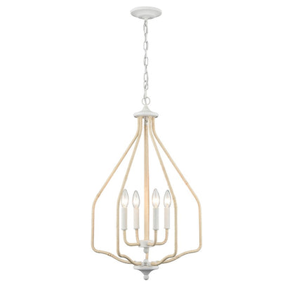 Atlas Lighting Breezeway 17.75in 4-Light Pendant | Coastal White Coral and Natural Rattan | Kitchen Island & Dining Room | Model CL11738-WH