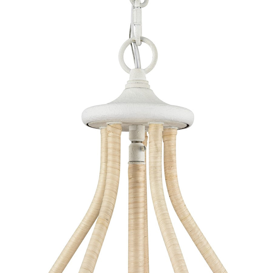 Atlas Lighting Breezeway 17.75in 4-Light Pendant | Coastal White Coral and Natural Rattan | Kitchen Island & Dining Room | Model CL11738-WH